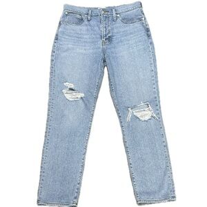 👖🕶️ MADEWELL High Rise Distressed Knee Jeans | Light Wash Slim Cut | Women’s 29